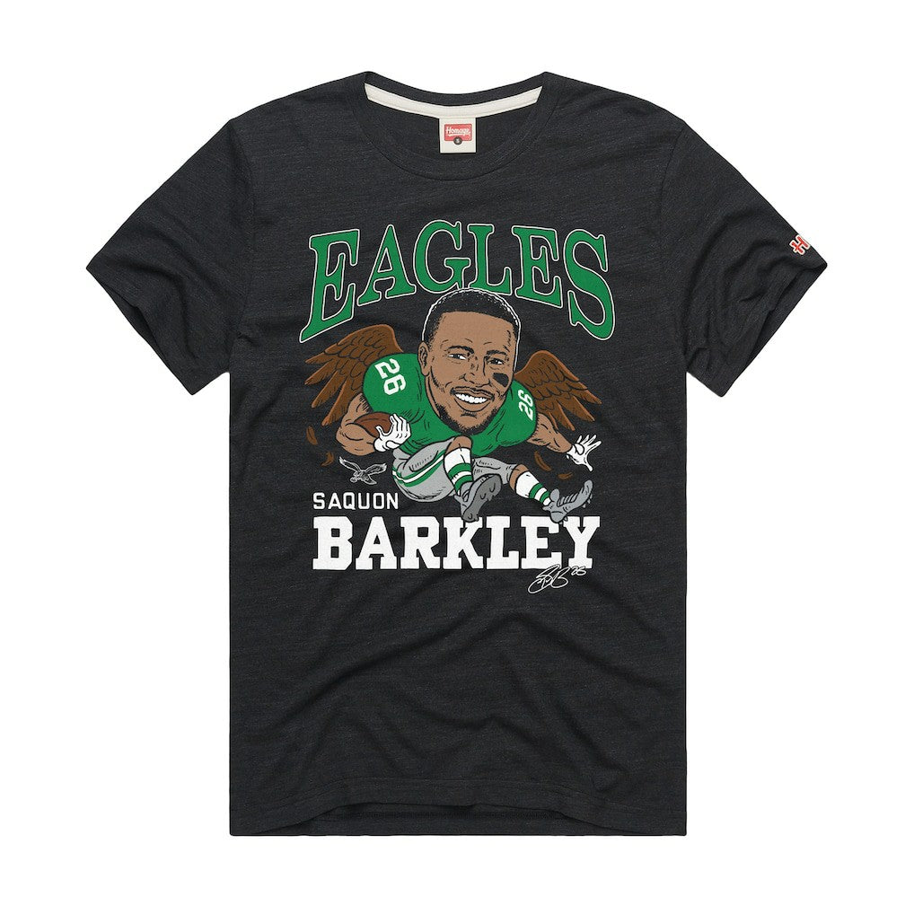 Saquon Barkley Philadelphia Eagles Homage Unisex Caricature Player Graphic Tri-Blend T-Shirt Charcoal