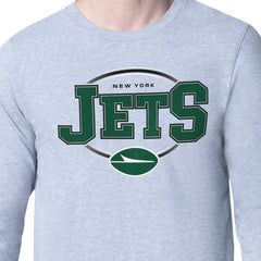 New York Jets Starter Team Track Graphic Long Sleeve T-Shirt Heather Gray