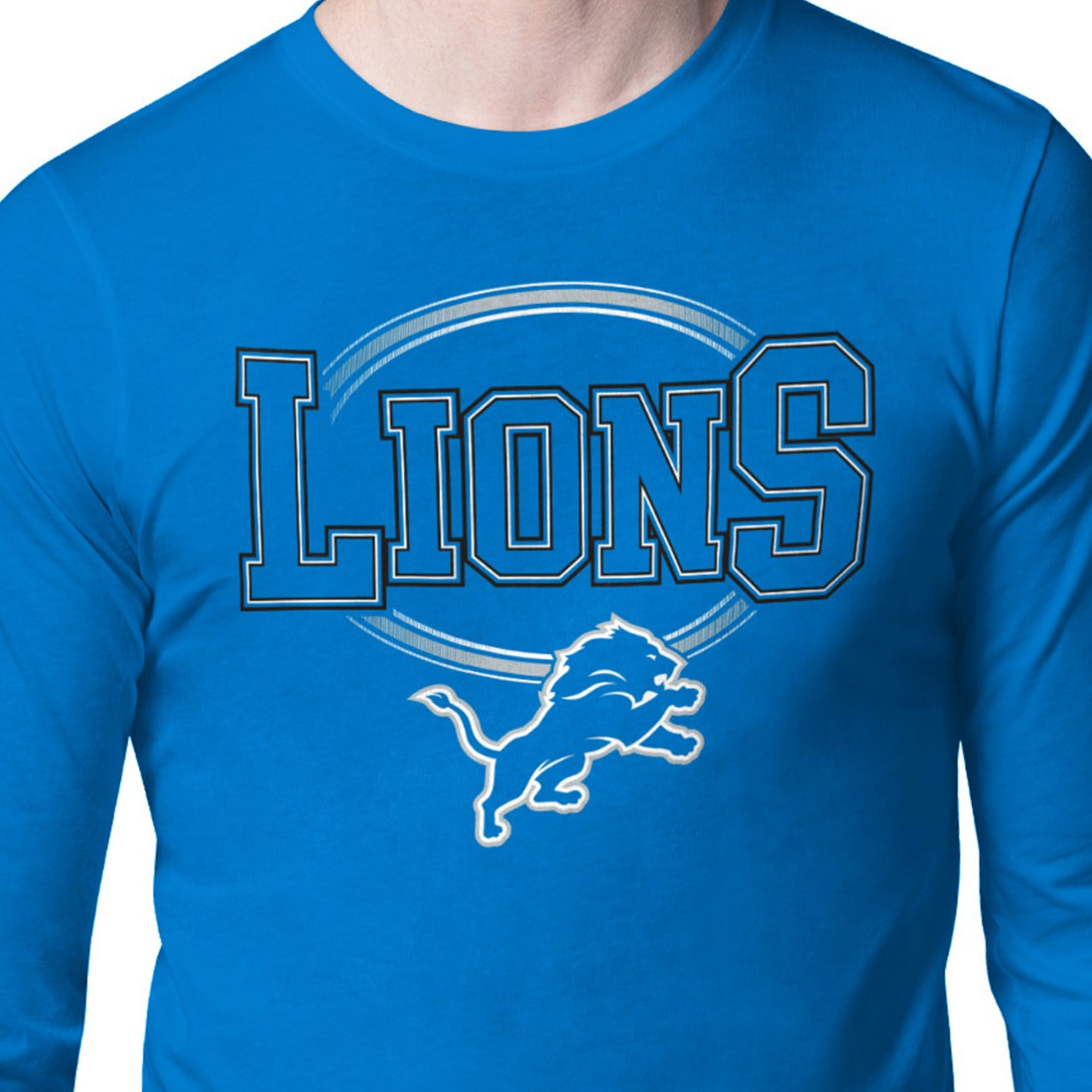 Detroit Lions Starter Team Track Graphic Long Sleeve T-Shirt Blue