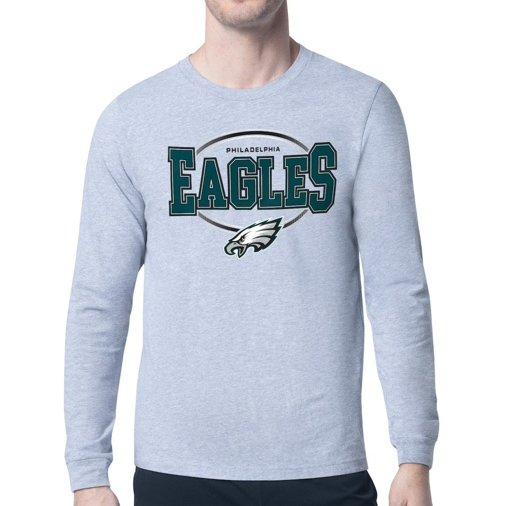 Philadelphia Eagles Starter Team Track Graphic Long Sleeve T-Shirt Heather Gray