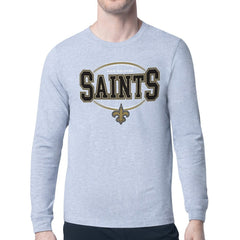 New Orleans Saints Starter Team Track Graphic Long Sleeve T-Shirt Heather Gray