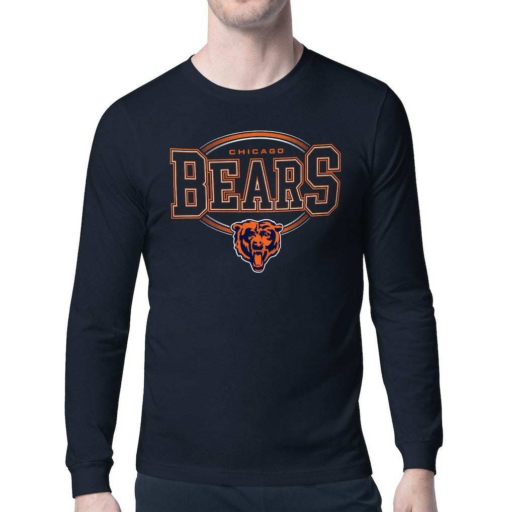 Chicago Bears Starter Team Track Graphic Long Sleeve T-Shirt Navy