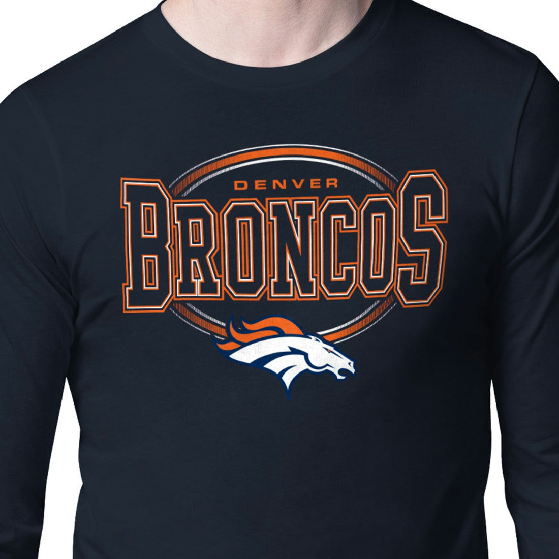 Denver Broncos Starter Team Track Graphic Long Sleeve T-Shirt Navy
