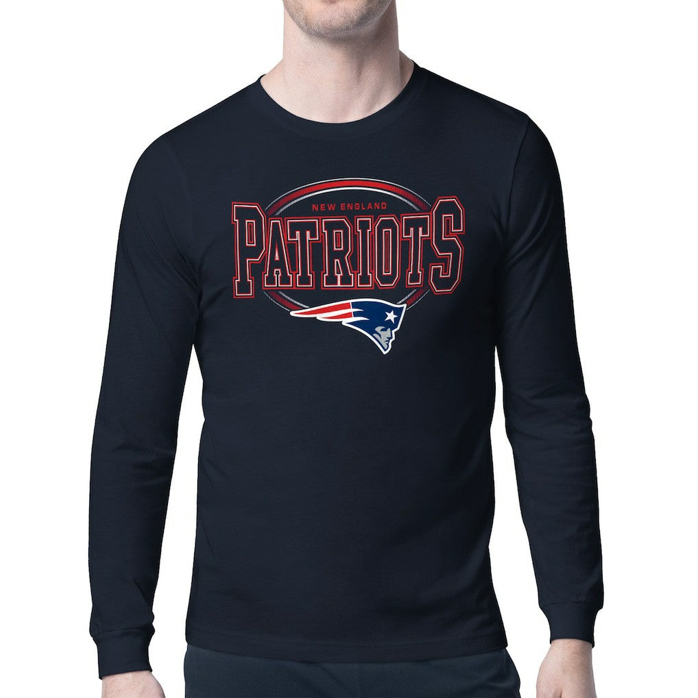 New England Patriots Starter Team Track Graphic Long Sleeve T-Shirt Navy