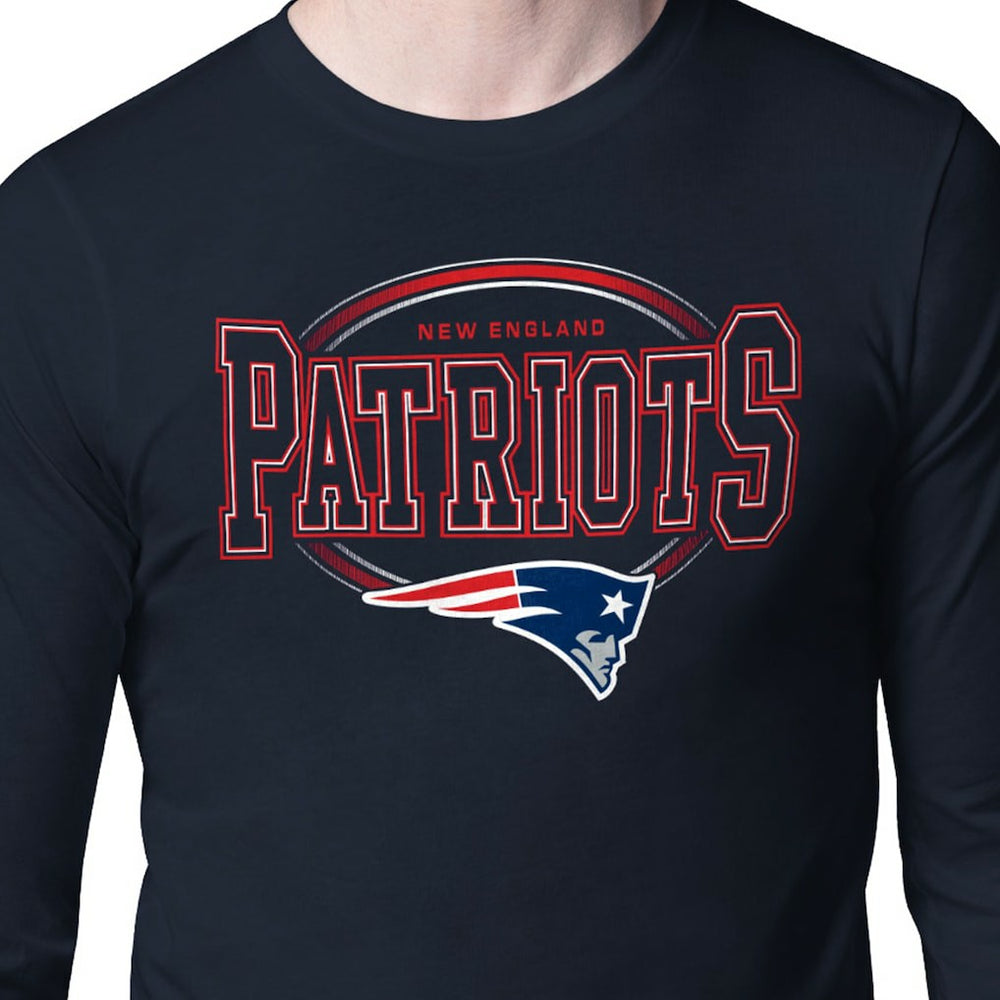 New England Patriots Starter Team Track Graphic Long Sleeve T-Shirt Navy