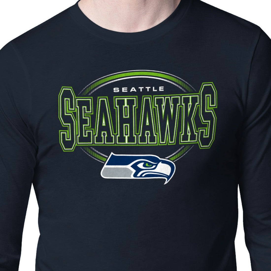 Seattle Seahawks Starter Team Track Graphic Long Sleeve T-Shirt College Navy