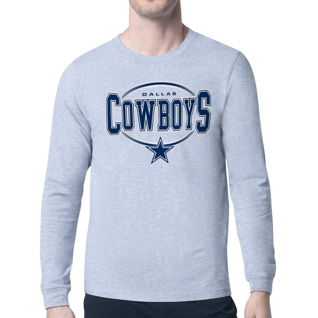 Dallas Cowboys Starter Team Track Graphic Long Sleeve T-Shirt Heather Gray