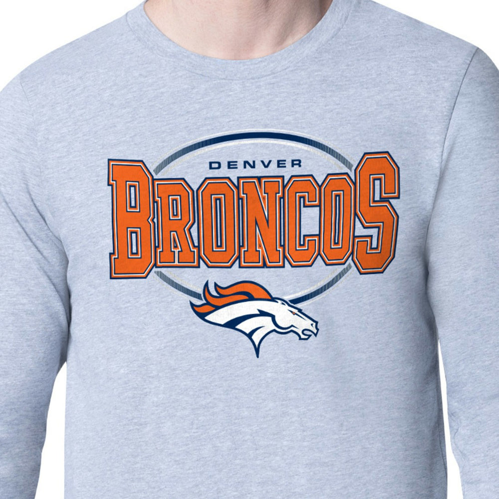 Denver Broncos Starter Team Track Graphic Long Sleeve T-Shirt Heather Gray
