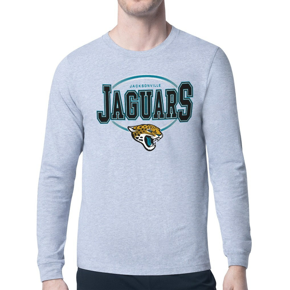 Jacksonville Jaguars Starter Team Track Graphic Long Sleeve T-Shirt Heather Gray