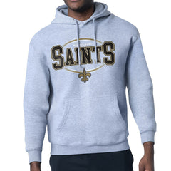 New Orleans Saints Starter Team Track Graphic Pullover Hoodie Heather Gray