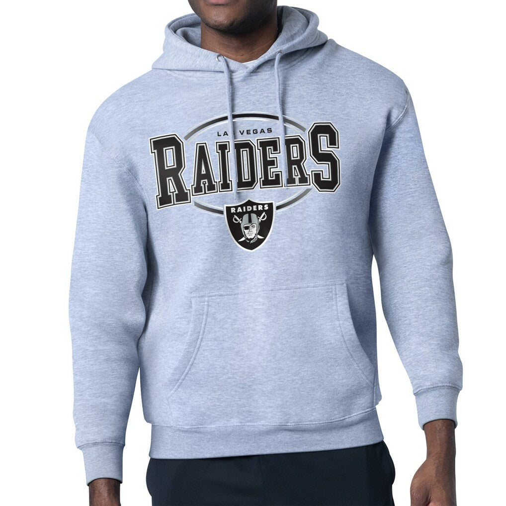 Las Vegas Raiders Starter Team Track Graphic Pullover Hoodie Heather Gray