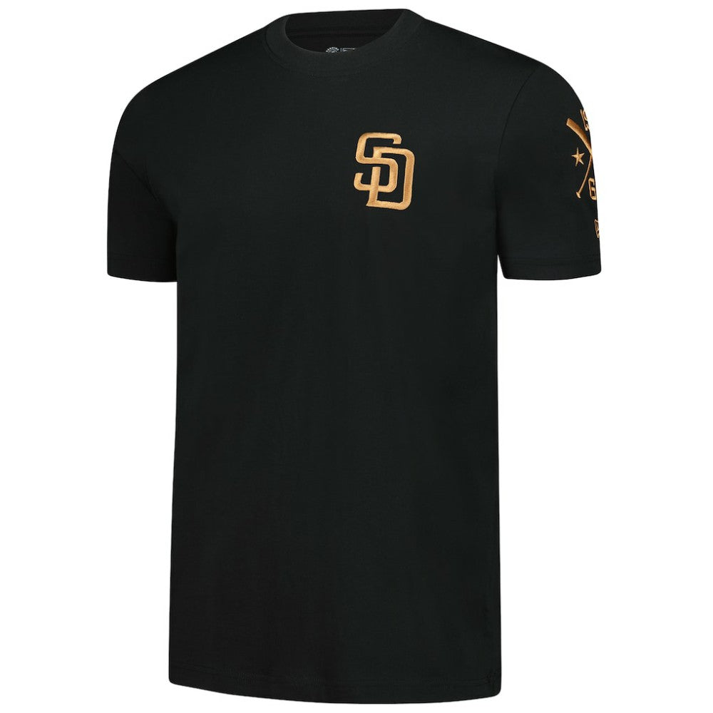 San Diego Padres New Era Bronze Logo with Cross Bats Established T-Shirt - Black - New Era on Sale