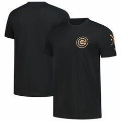Chicago Cubs New Era Bronze Logo with Cross Bats Established T-Shirt - Black - New Era on Sale