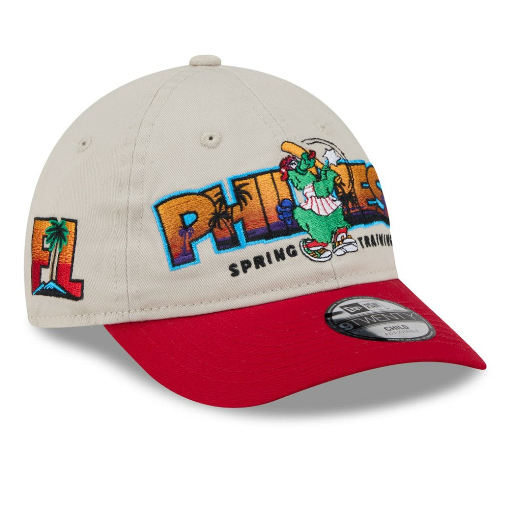 Philadelphia Phillies New Era Youth 2026 Spring Training Fan Pack Batter 9TWENTY Adjustable Hat - Stone/Red - New Era Lifestyle