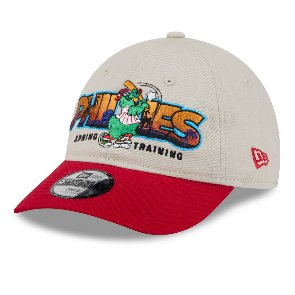 Philadelphia Phillies New Era Youth 2026 Spring Training Fan Pack Batter 9TWENTY Adjustable Hat - Stone/Red - New Era Lifestyle
