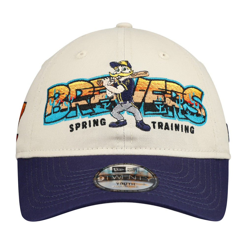 Milwaukee Brewers New Era Youth 2026 Spring Training Fan Pack Batter 9TWENTY Adjustable Hat - Stone/Navy - New Era Lifestyle