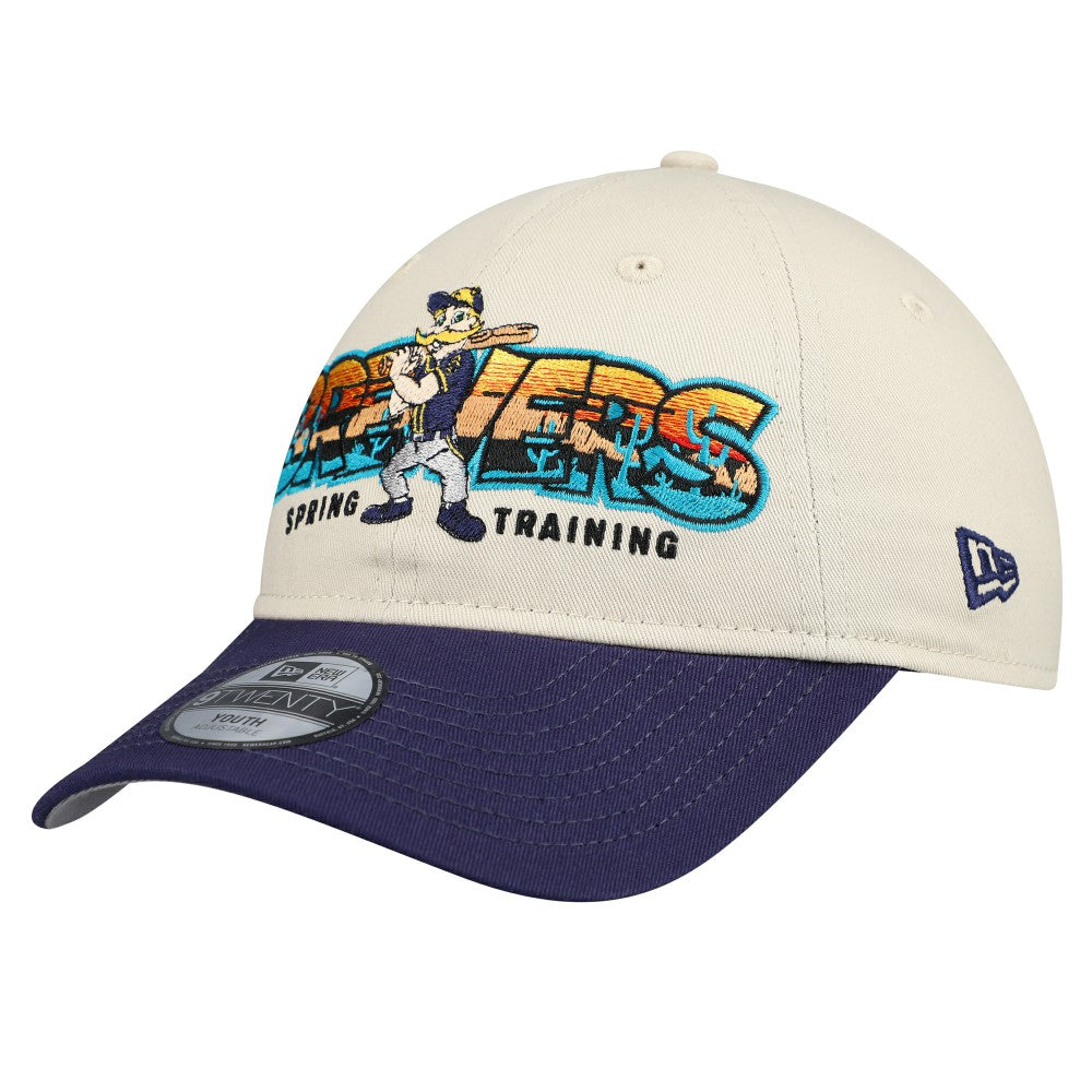 Milwaukee Brewers New Era Youth 2026 Spring Training Fan Pack Batter 9TWENTY Adjustable Hat - Stone/Navy - New Era Lifestyle