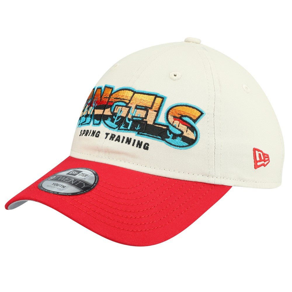 Los Angeles Angels New Era Youth 2026 Spring Training Fan Pack Batter 9TWENTY Adjustable Hat - Stone/Red - New Era Online