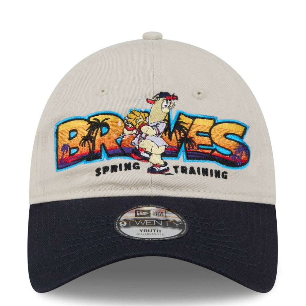 Atlanta Braves New Era Youth 2026 Spring Training Fan Pack Batter 9TWENTY Adjustable Hat - Stone/Navy - New Era on Sale