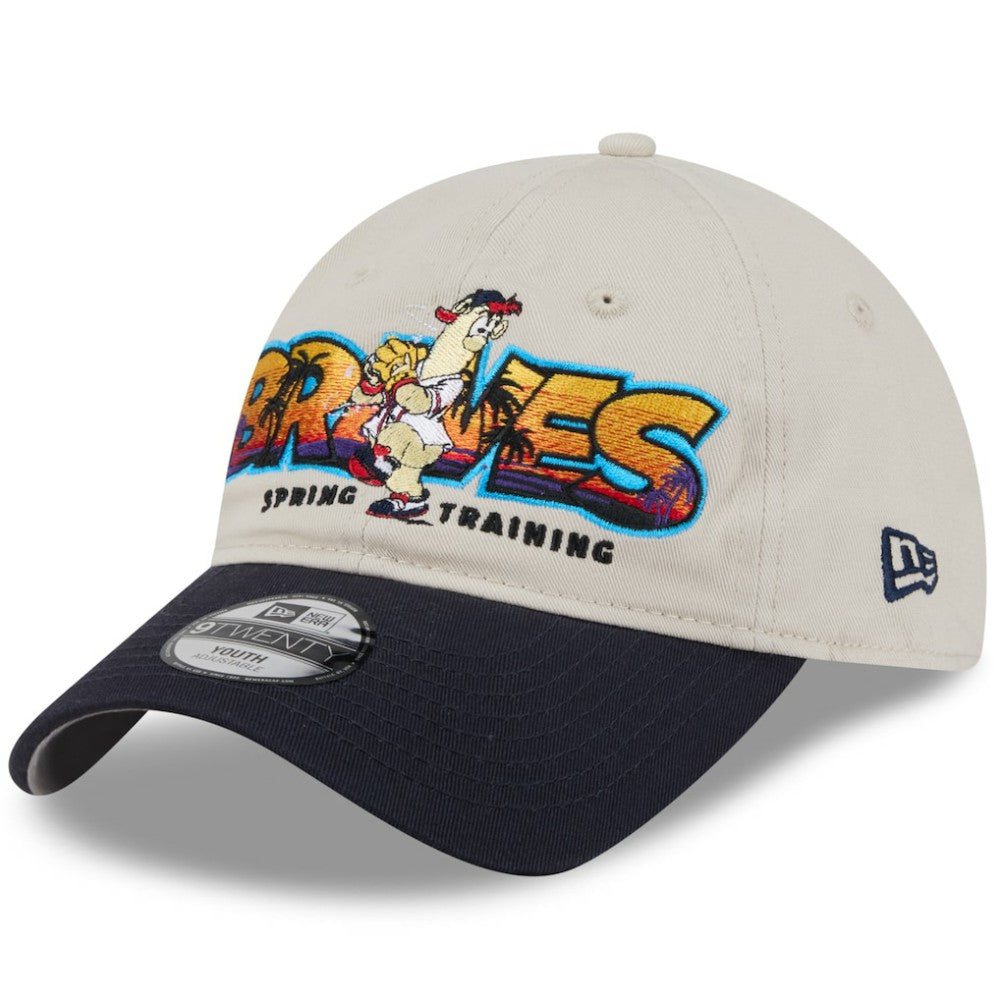 Atlanta Braves New Era Youth 2026 Spring Training Fan Pack Batter 9TWENTY Adjustable Hat - Stone/Navy - New Era on Sale