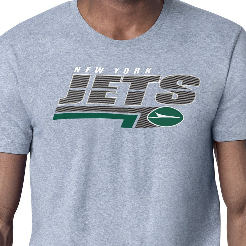 New York Jets Starter Logo Push Graphic T-Shirt Heather Gray