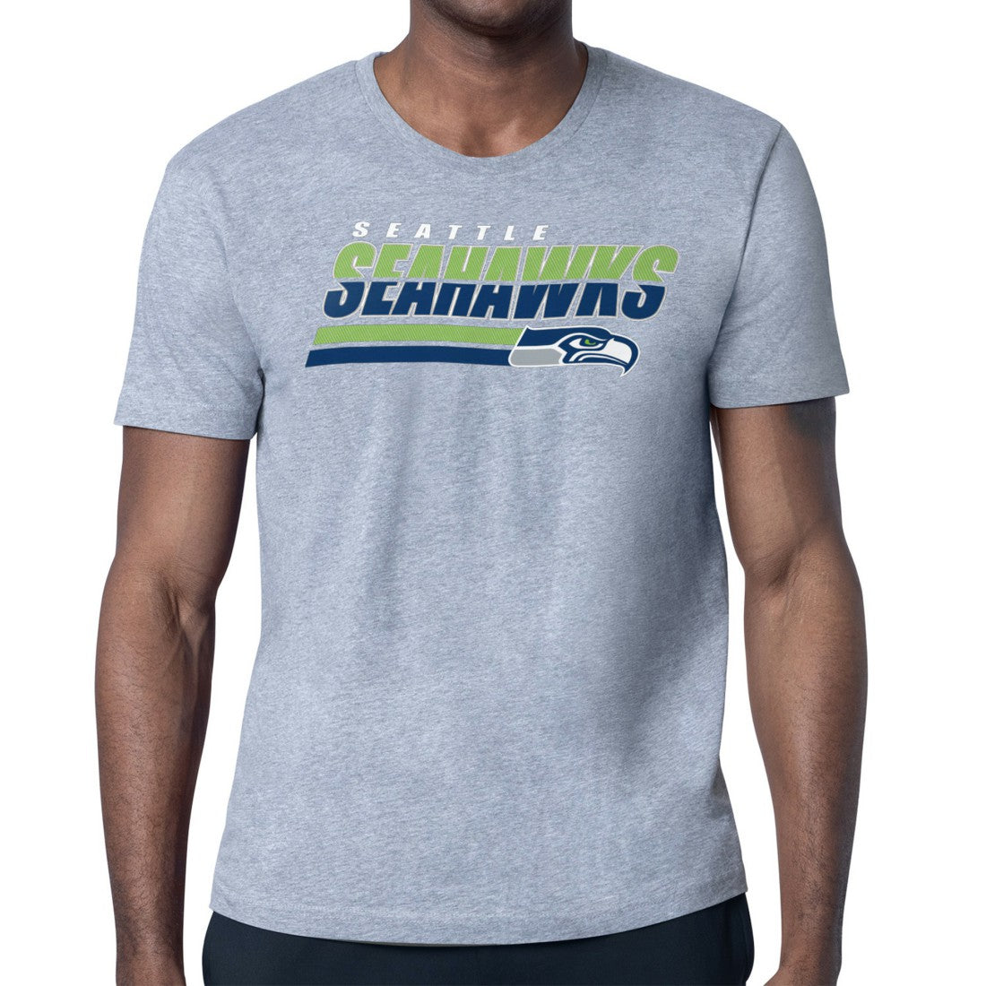 Seattle Seahawks Starter Logo Push Graphic T-Shirt Heather Gray
