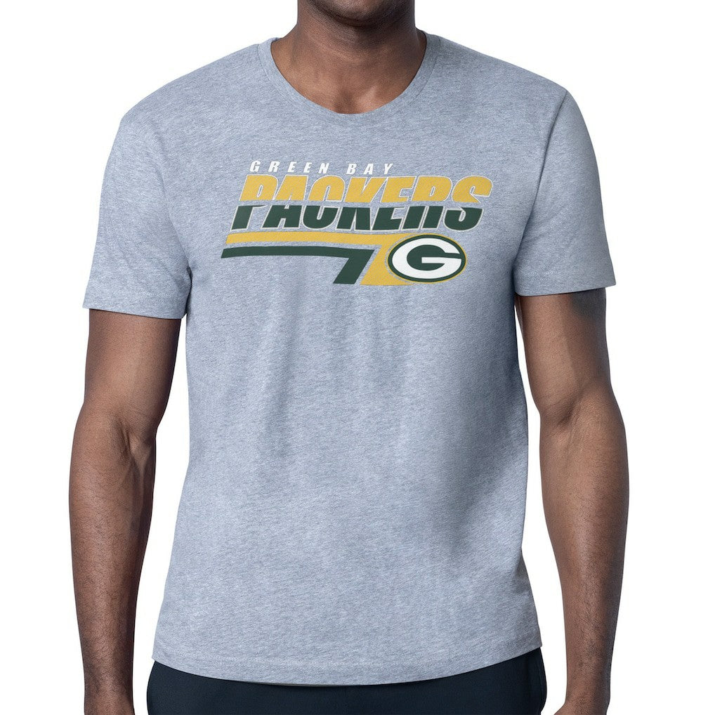 Green Bay Packers Starter Logo Push Graphic T-Shirt Heather Gray