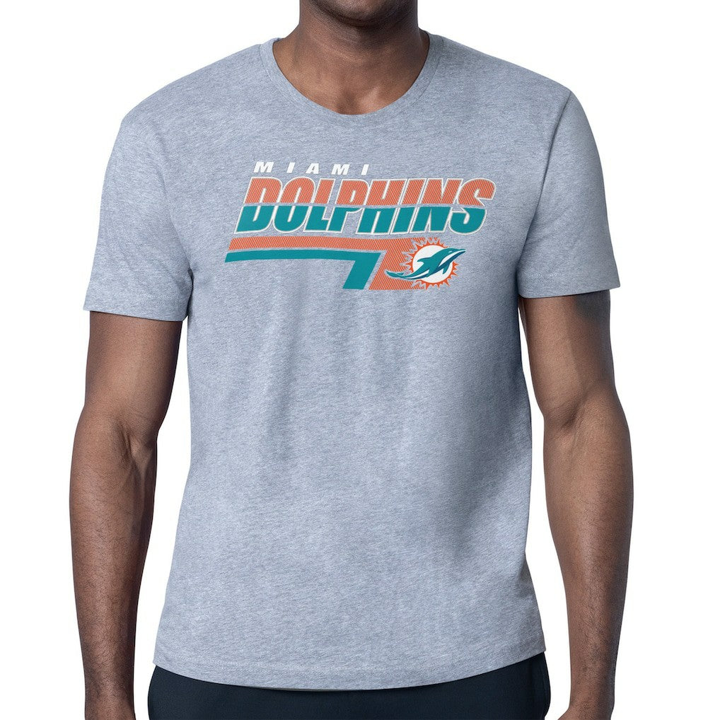 Miami Dolphins Starter Logo Push Graphic T-Shirt Heather Gray
