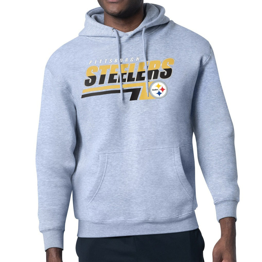 Pittsburgh Steelers Starter Logo Push Graphic Hoodie Heather Gray