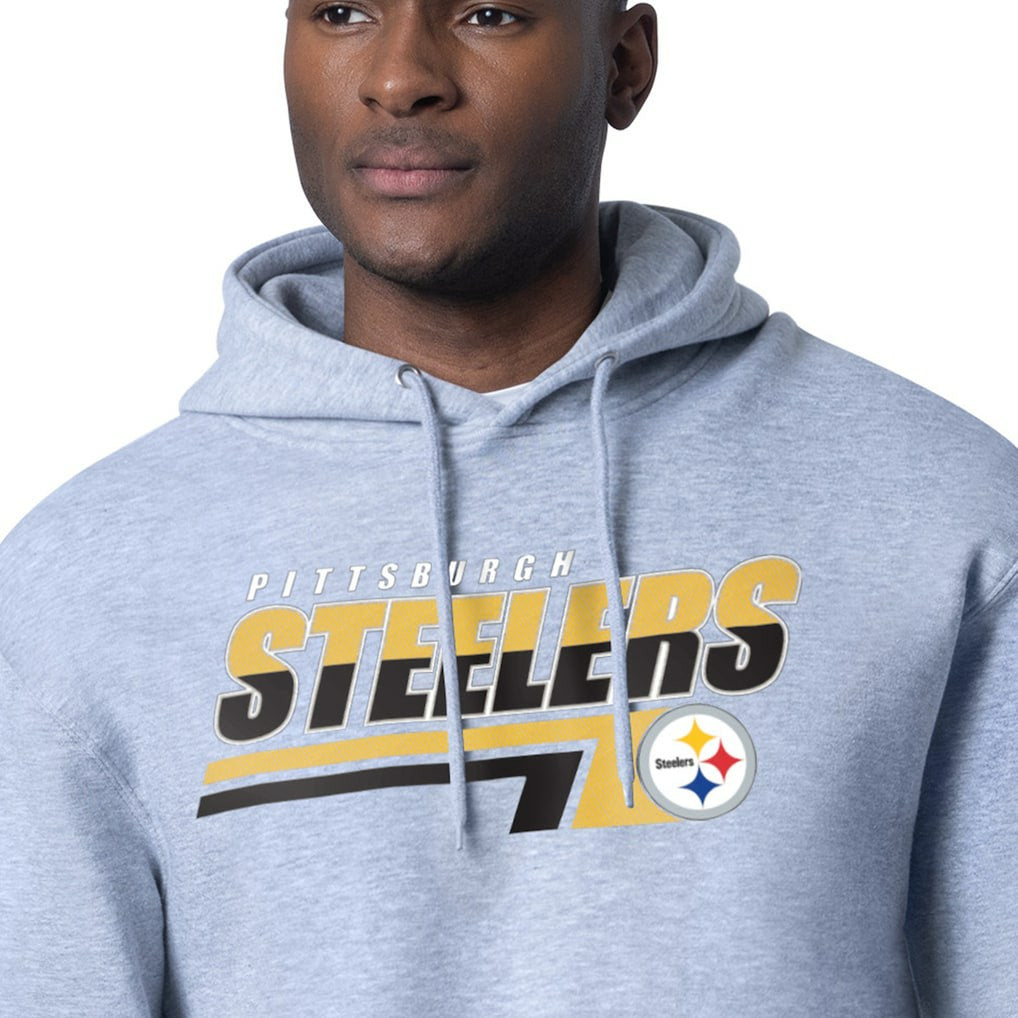 Pittsburgh Steelers Starter Logo Push Graphic Hoodie Heather Gray