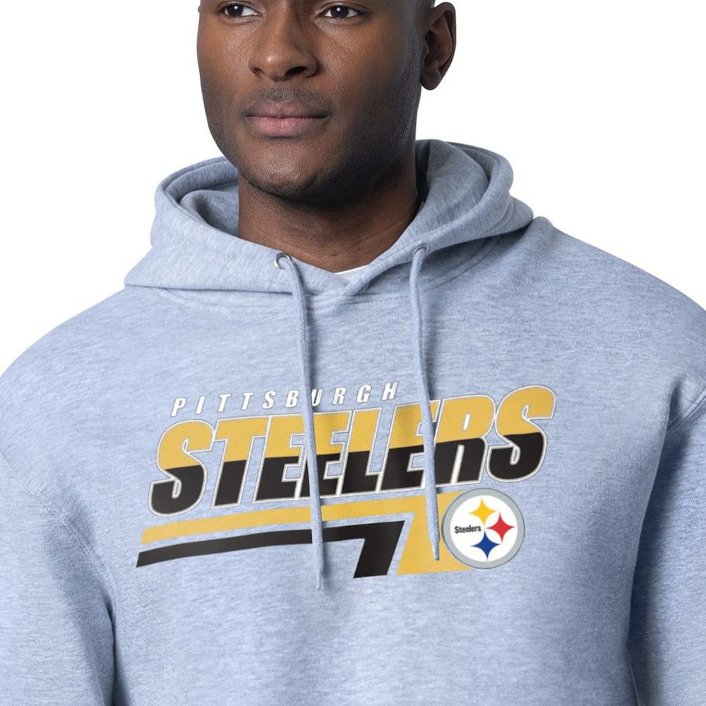 Pittsburgh Steelers Starter Logo Push Graphic Hoodie Heather Gray