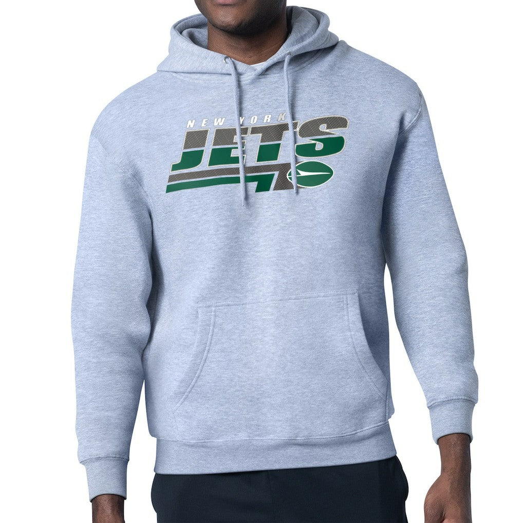 New York Jets Starter Logo Push Graphic Hoodie Heather Gray