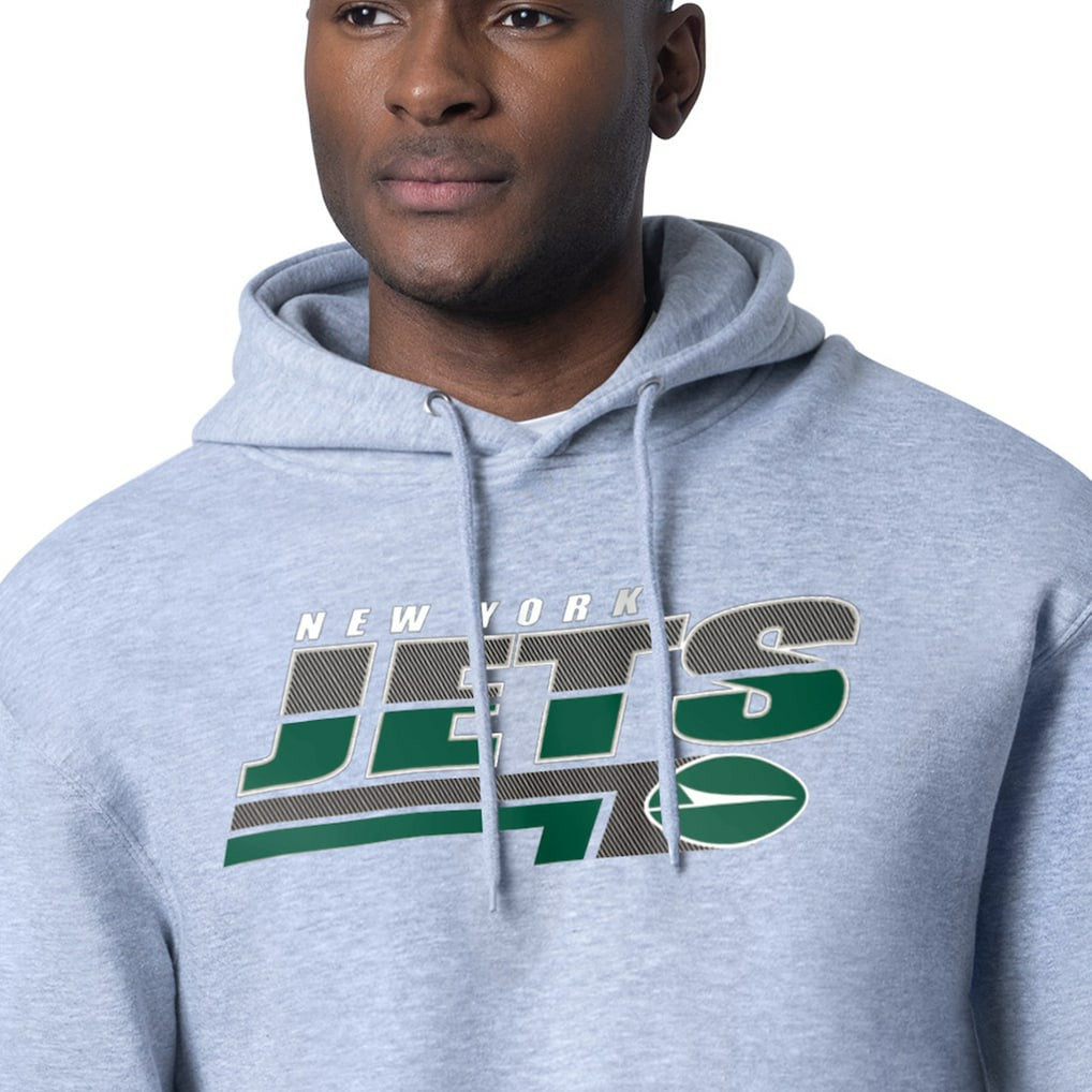 New York Jets Starter Logo Push Graphic Hoodie Heather Gray