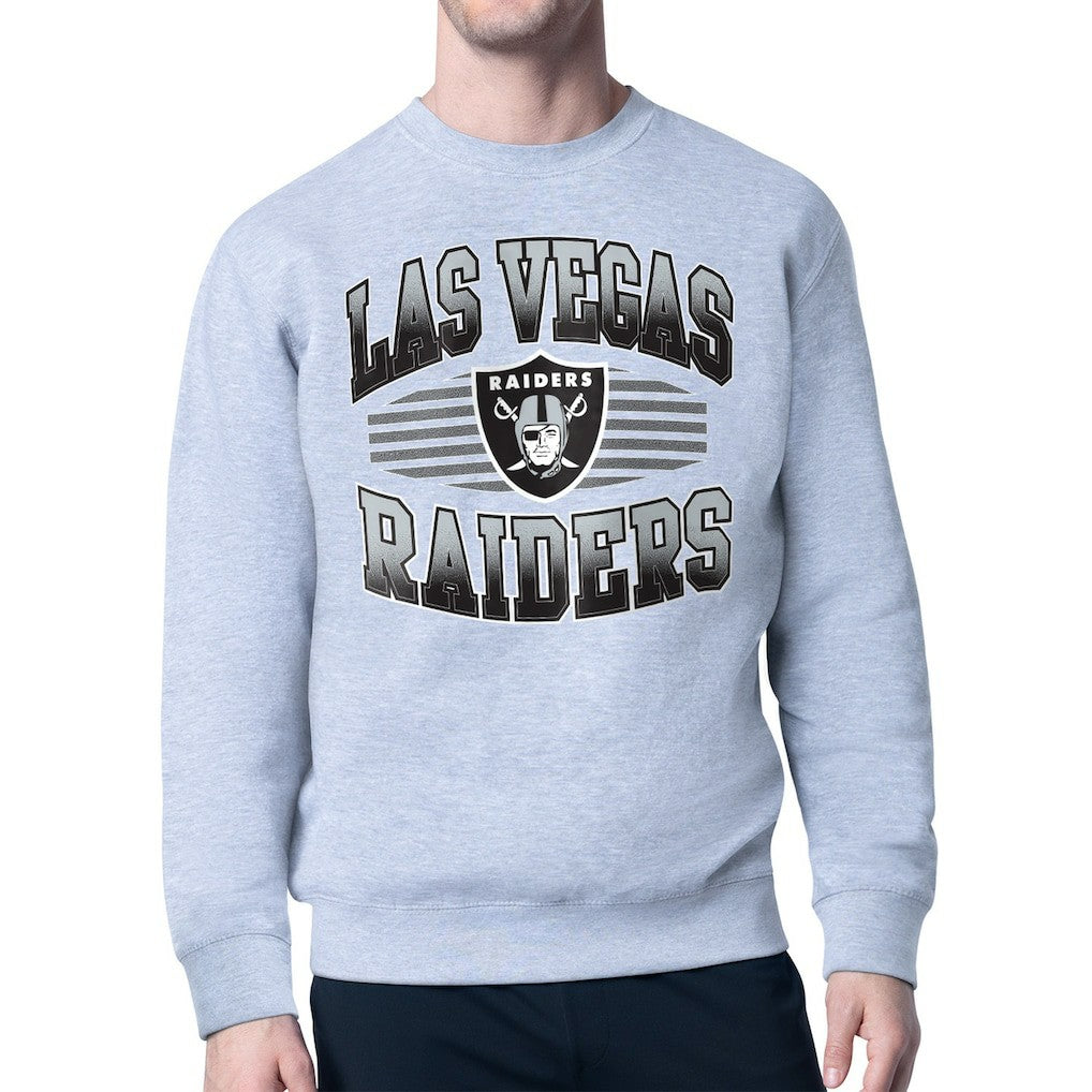 Las Vegas Raiders Starter Team Grit Graphic Fleece Pullover Sweatshirt Heather Gray