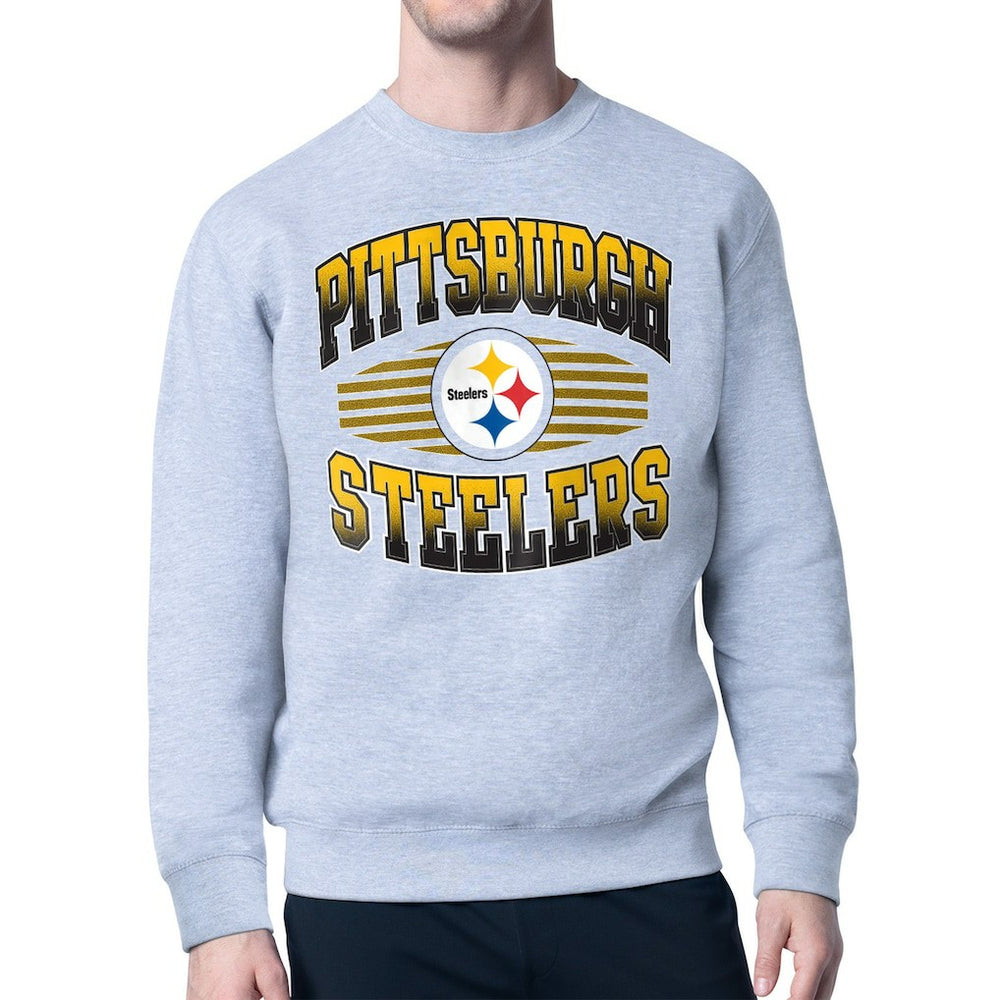 Pittsburgh Steelers Starter Team Grit Graphic Fleece Pullover Sweatshirt Heather Gray