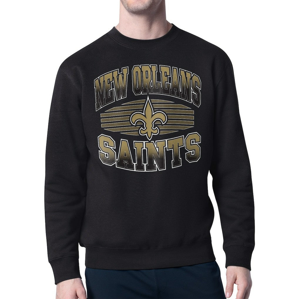 New Orleans Saints Starter Team Grit Graphic Fleece Pullover Sweatshirt Black