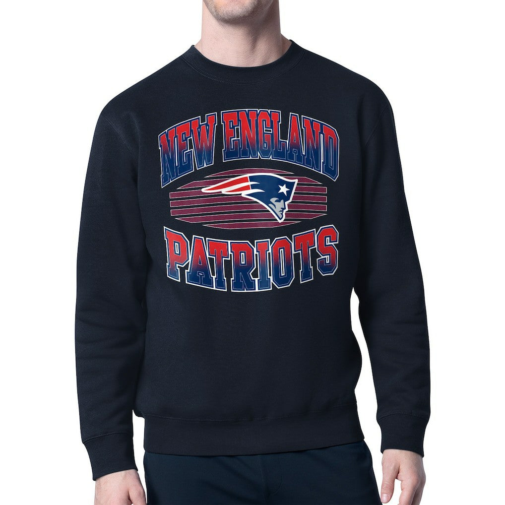 New England Patriots Starter Team Grit Graphic Fleece Pullover Sweatshirt Navy