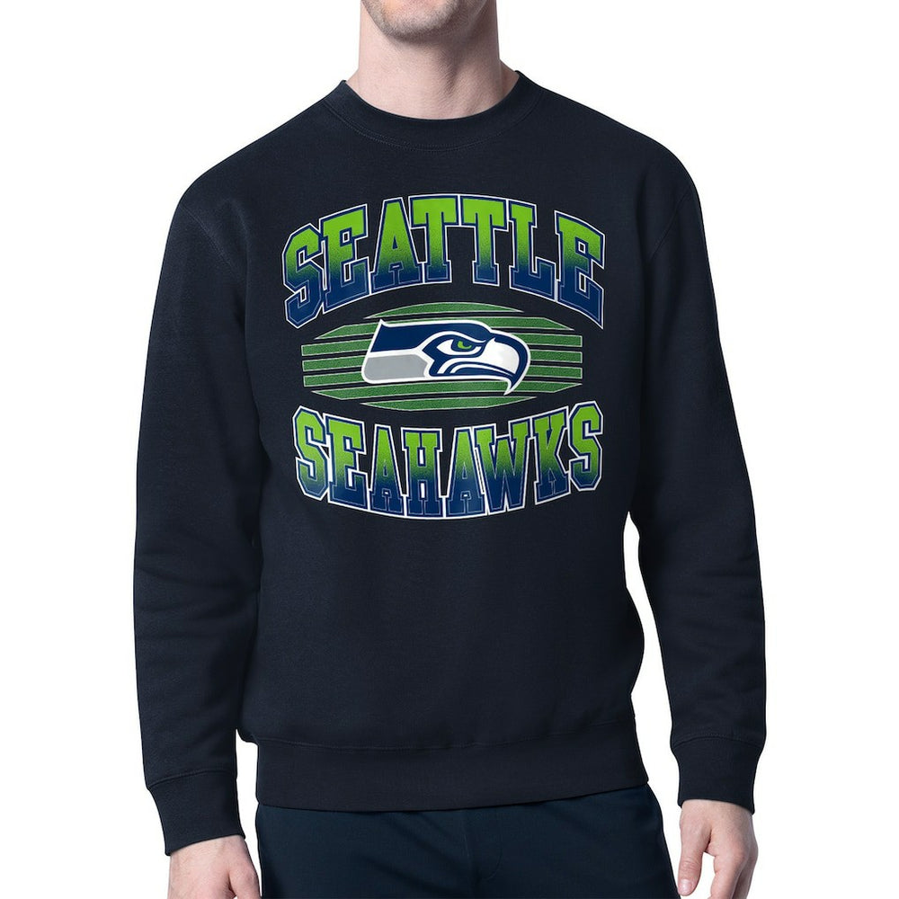 Seattle Seahawks Starter Team Grit Graphic Fleece Pullover Sweatshirt College Navy
