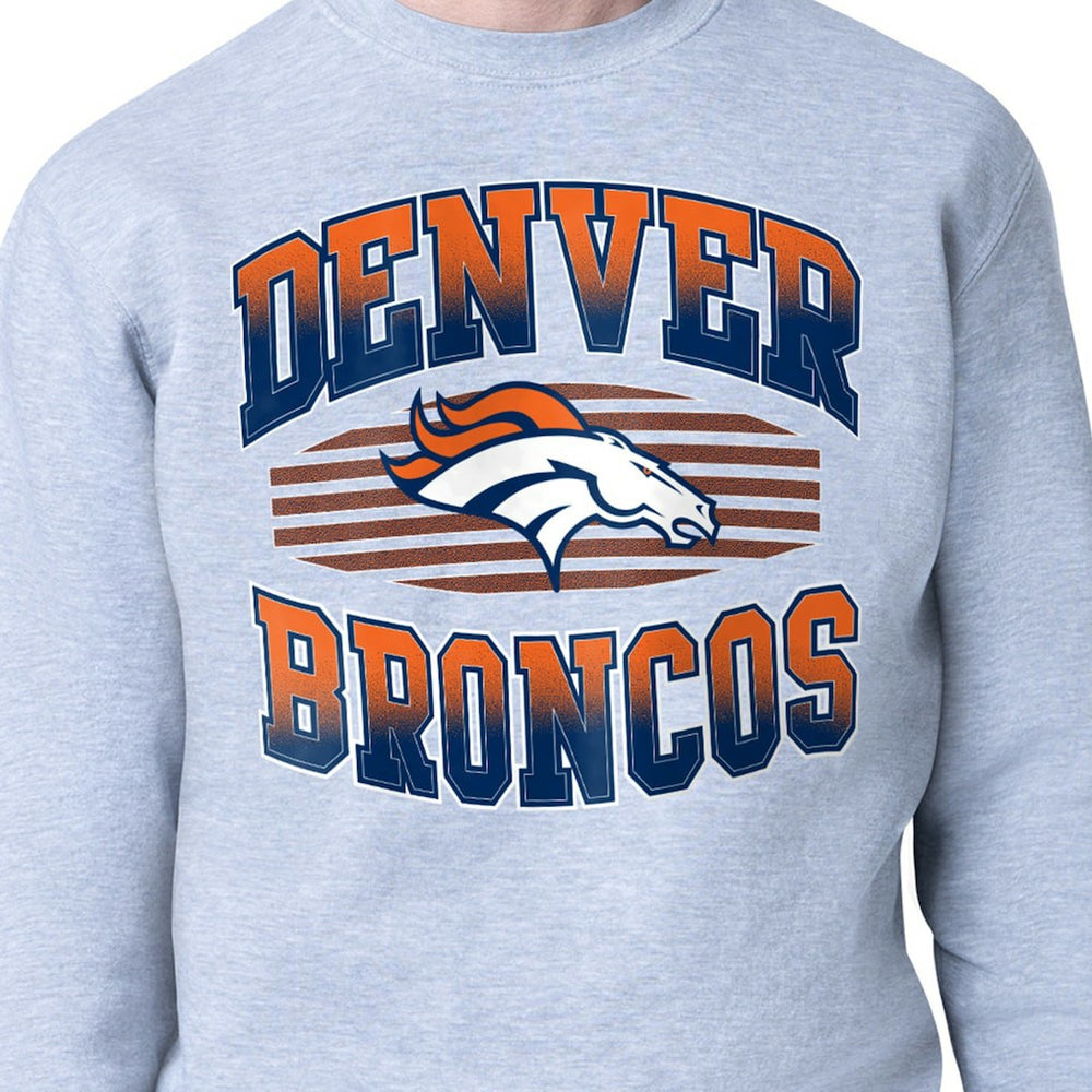 Denver Broncos Starter Team Grit Graphic Fleece Pullover Sweatshirt Heather Gray