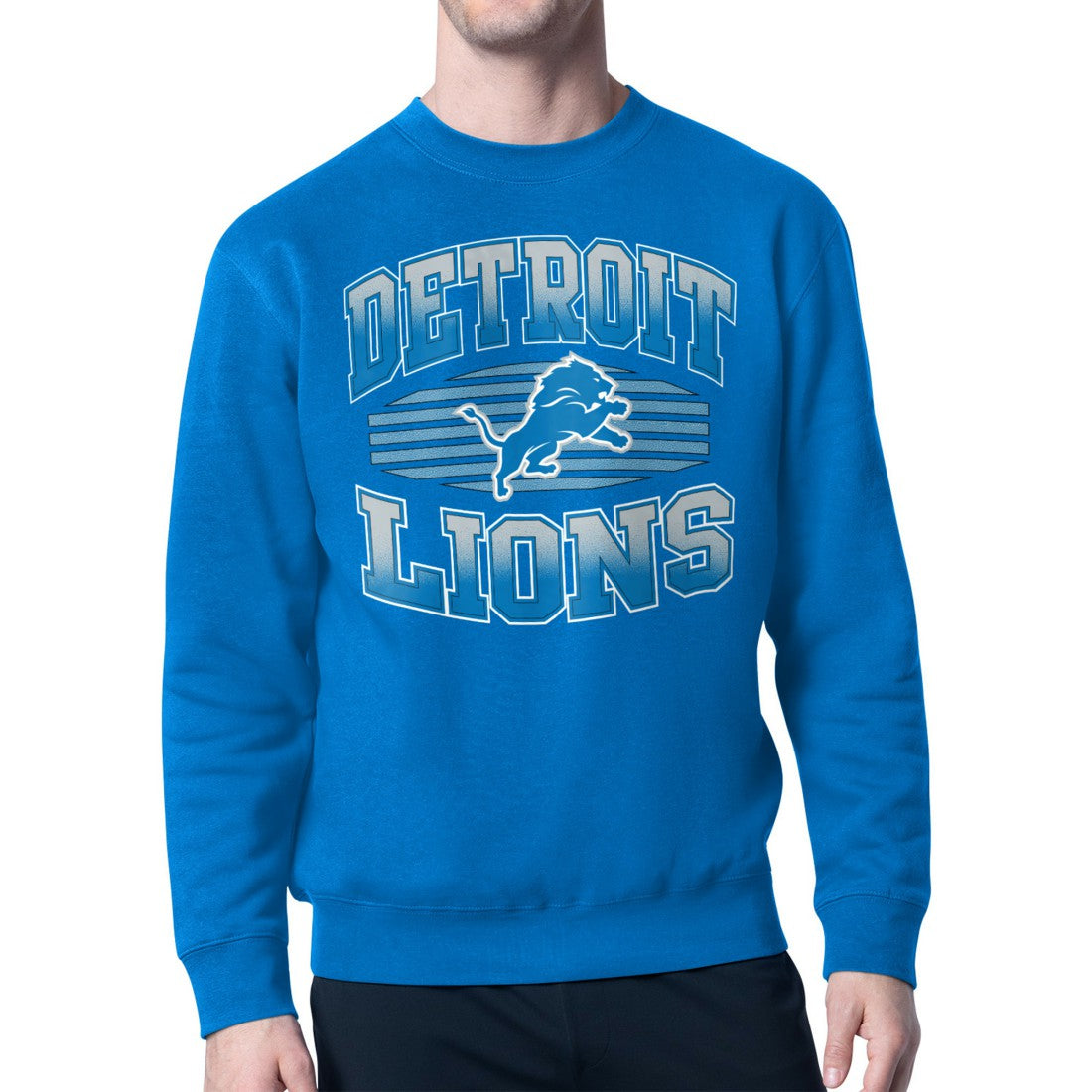 Detroit Lions Starter Team Grit Graphic Fleece Pullover Sweatshirt Blue