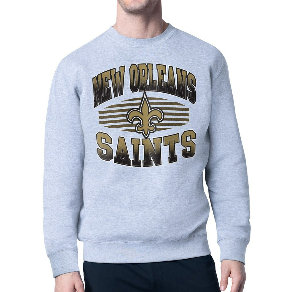 New Orleans Saints Starter Team Grit Graphic Fleece Pullover Sweatshirt Heather Gray