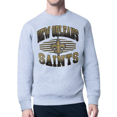 New Orleans Saints Starter Team Grit Graphic Fleece Pullover Sweatshirt Heather Gray