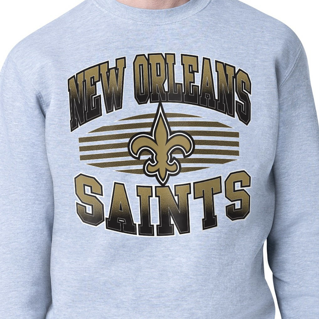 New Orleans Saints Starter Team Grit Graphic Fleece Pullover Sweatshirt Heather Gray
