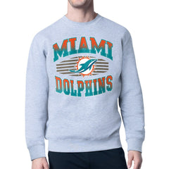 Miami Dolphins Starter Team Grit Graphic Fleece Pullover Sweatshirt Heather Gray