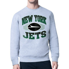 New York Jets Starter Team Grit Graphic Fleece Pullover Sweatshirt Heather Gray