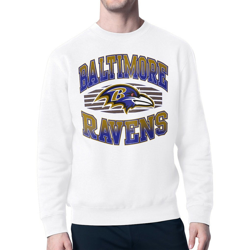 Baltimore Ravens Starter Team Grit Graphic Fleece Pullover Sweatshirt White