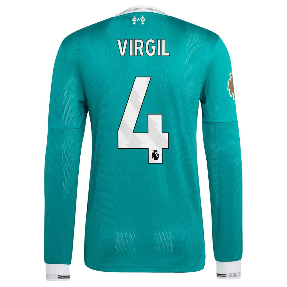 Virgil van Dijk Liverpool 2025/26 Third Long Sleeve Player Jersey Green - Adidas