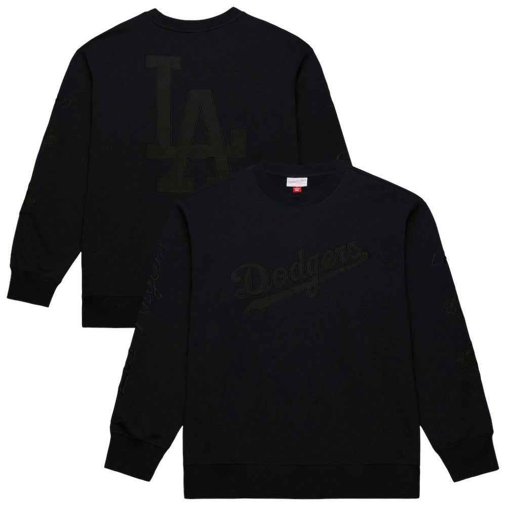 Los Angeles Dodgers Mitchell & Ness Phantom Fleece Crewneck Sweatshirt - Black - Mitchell & Ness Lifestyle