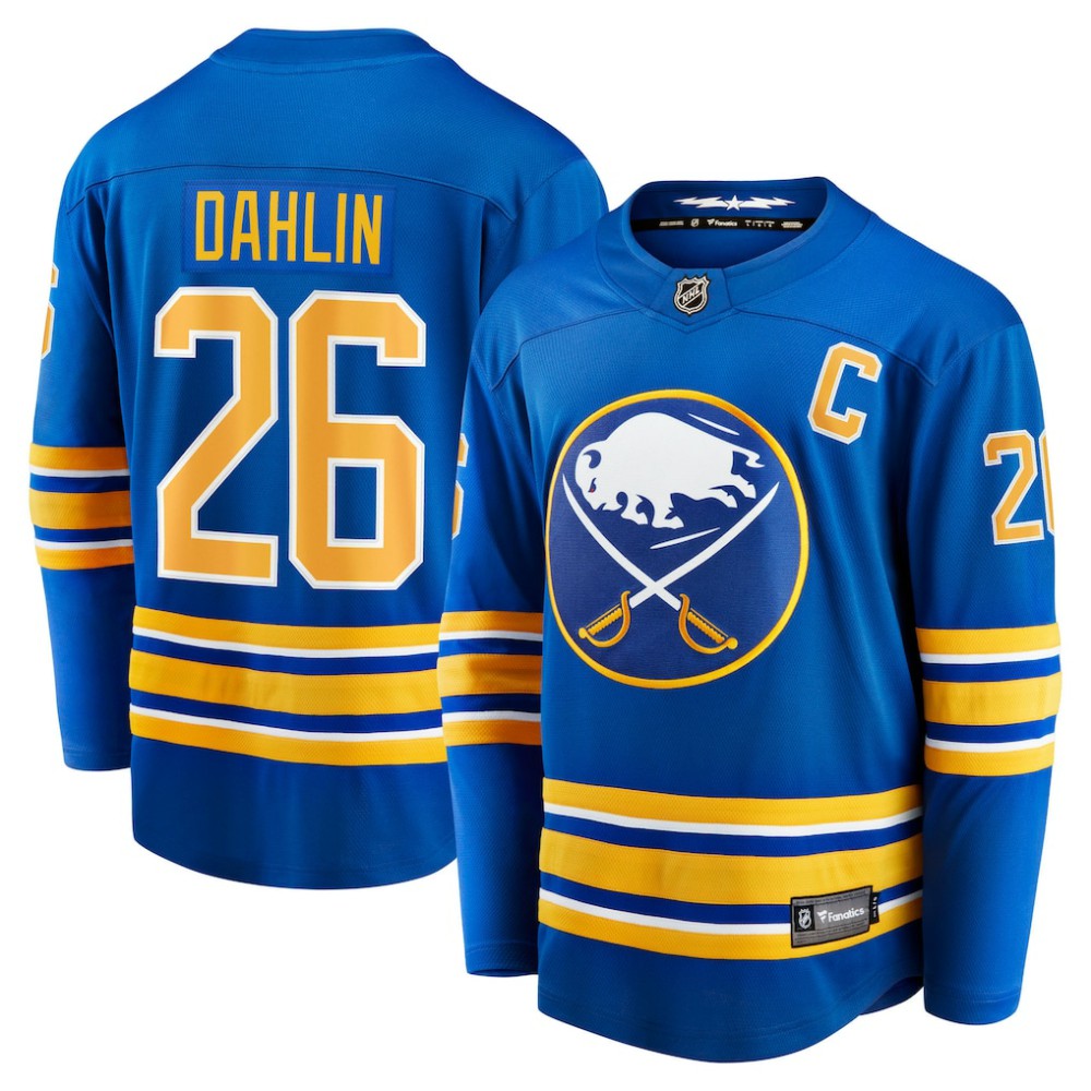 Rasmus Dahlin Buffalo Sabres Fanatics Home Captain Patch Breakaway Jersey - Royal - NHL 203352127