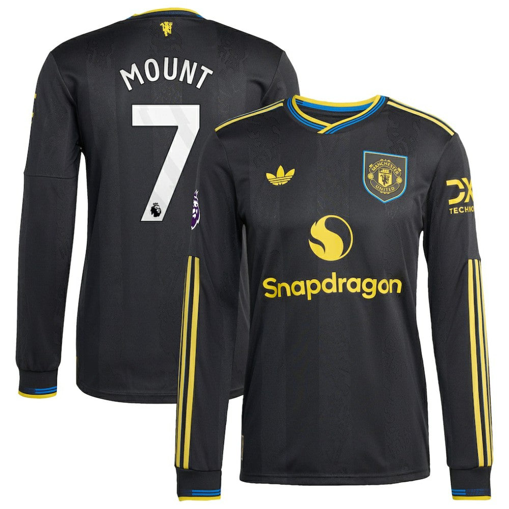Mason Mount Manchester United 2025/26 Third Long Sleeve Player Jersey Black - Adidas